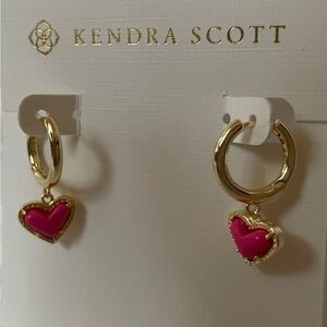 Kendra Scott Gold Hoop Earrings with Pink Heart Charm